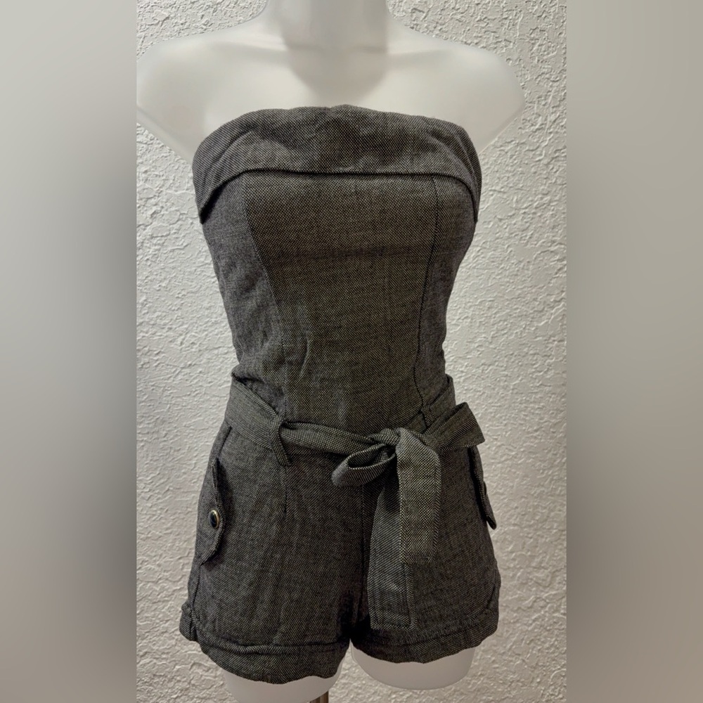 Soft Charcoal Strapless Romper - Picture 2 of 7
